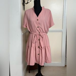 Elastic Waist Cute Tiered Mini Dress